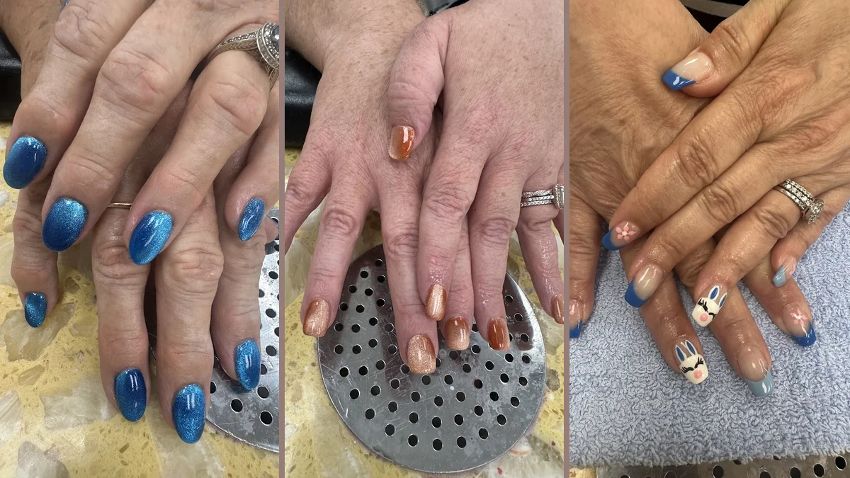 Close-up of freshly done manicures